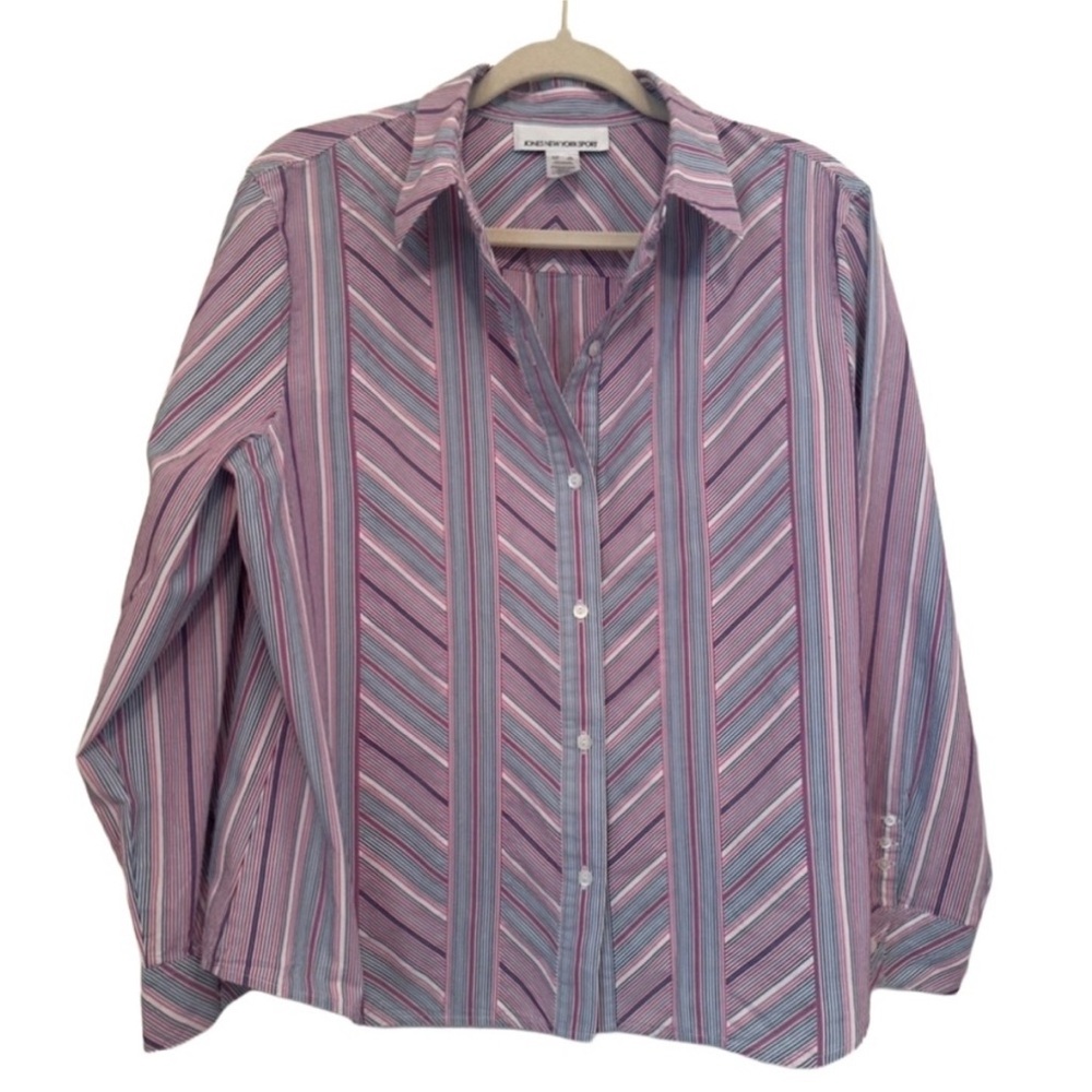 Jones New York Sport | Women’s Pink, Blue, White Stripe Shirt Size XL